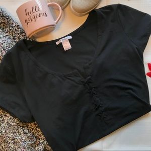 K. Jordan Black Shirt W/ Criss Cross